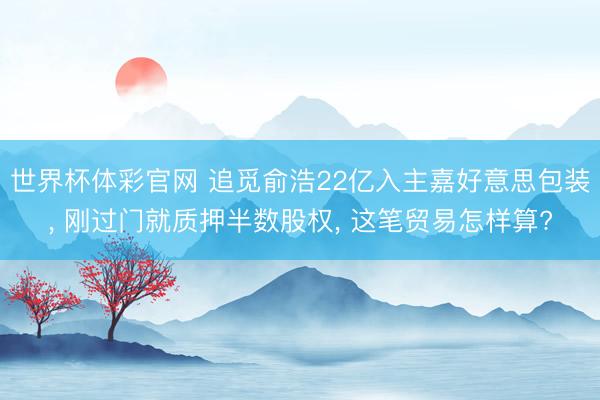 世界杯体彩官网 追觅俞浩22亿入主嘉好意思包装， 刚过门就质押半数股权， 这笔贸易怎样算?