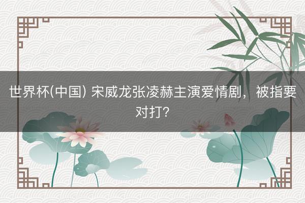 世界杯(中国) 宋威龙张凌赫主演爱情剧,被指要对打?