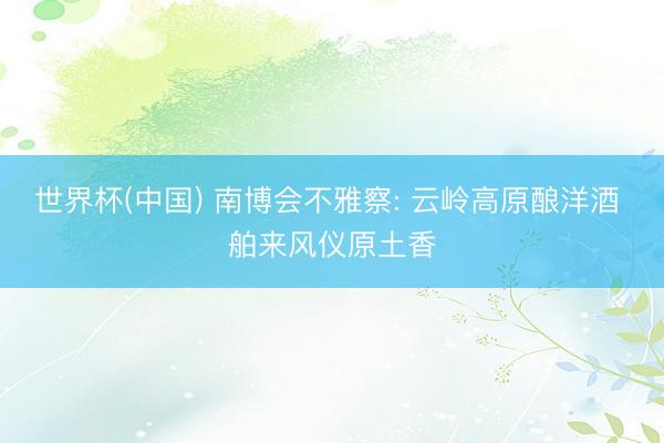 世界杯(中国) 南博会不雅察: 云岭高原酿洋酒 舶来风仪原土香