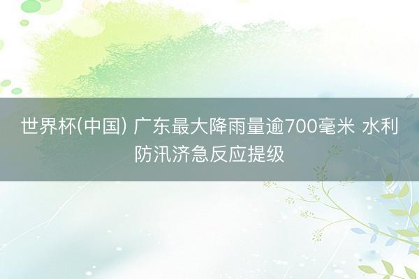 世界杯(中国) 广东最大降雨量逾700毫米 水利防汛济急反应提级