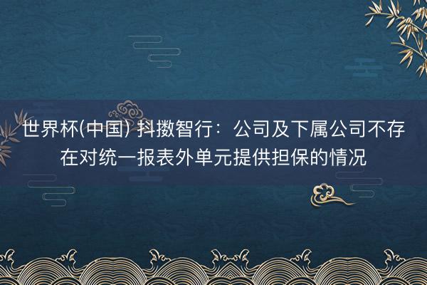 世界杯(中国) 抖擞智行：公司及下属公司不存在对统一报表外单元提供担保的情况