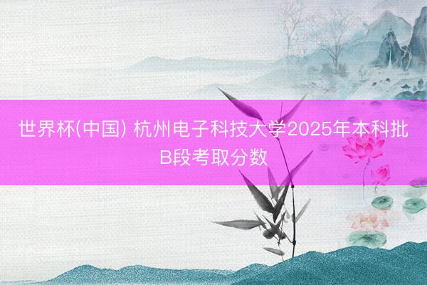 世界杯(中国) 杭州电子科技大学2025年本科批B段考取分数