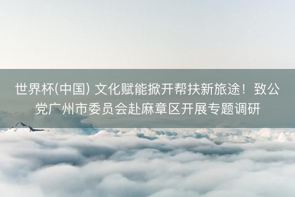 世界杯(中国) 文化赋能掀开帮扶新旅途!致公党广州市委员会赴麻章区开展专题调研