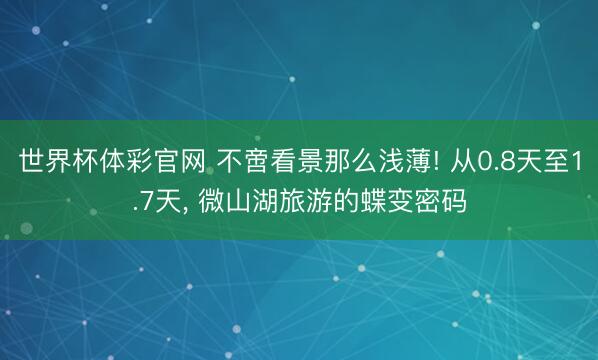 世界杯体彩官网 不啻看景那么浅薄! 从0.8天至1.7天, 微山湖旅游的蝶变密码
